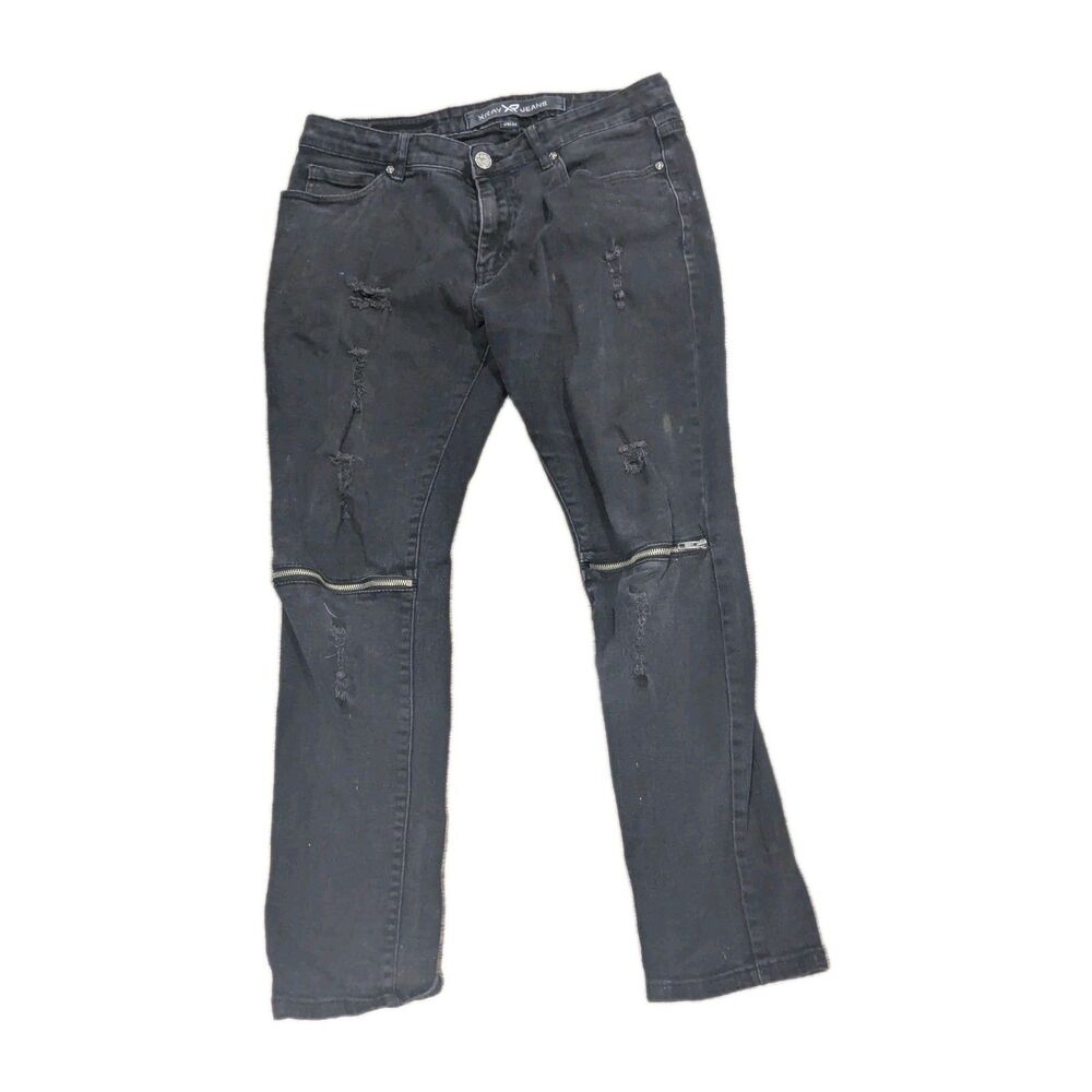 XR Xray‎ Jeans Men’s 34x32 Black Wash Denim Zip Knee Distressed